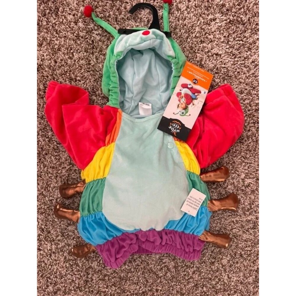 NWT Hyde & EEK! Halloween rainbow caterpillar plush pullover 12-18 months